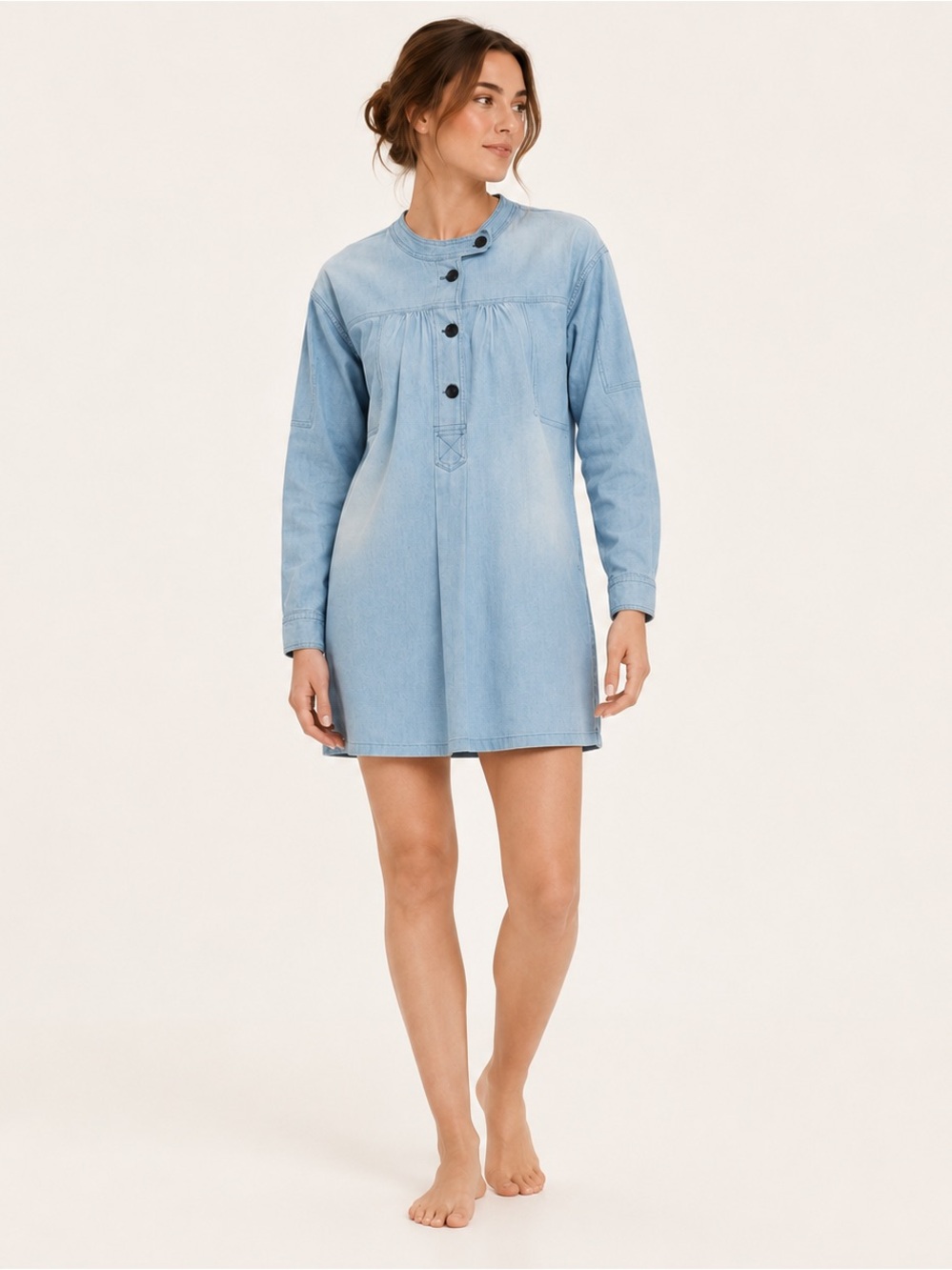 Isabel Marant Etoile Anise Denim Dress Blue Long Sleeve 34 Small